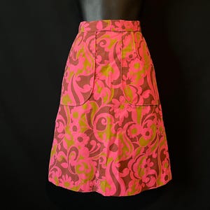 pink psychedelic skirt 1960s flower power XS