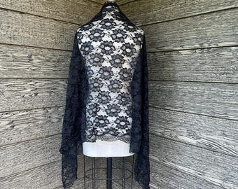 vintage lace shawl black mantilla scarf veil table runner