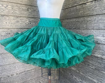 dark green ruffle petticoat vintage full circle crinoline large / XL