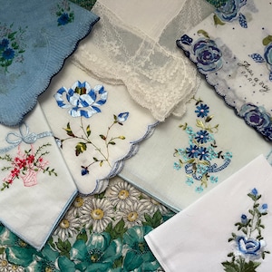 vintage handkerchief lot 1950s cotton hanky collection of 10 wedding hankies