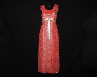 red polka dot dress vintage red ruffle maxi gown medium