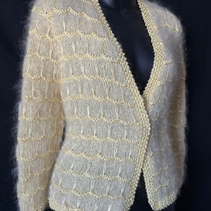 yellow mohair cardigan vintage knit wool sweater medium image 3