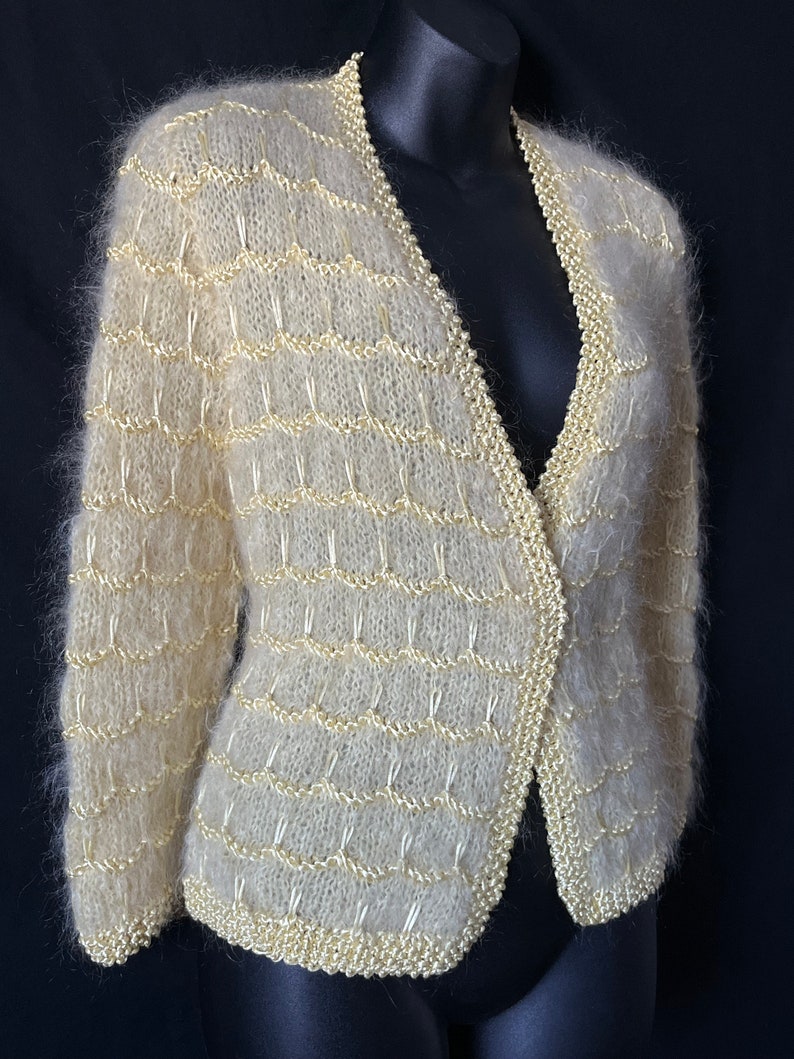 yellow mohair cardigan vintage knit wool sweater medium image 3