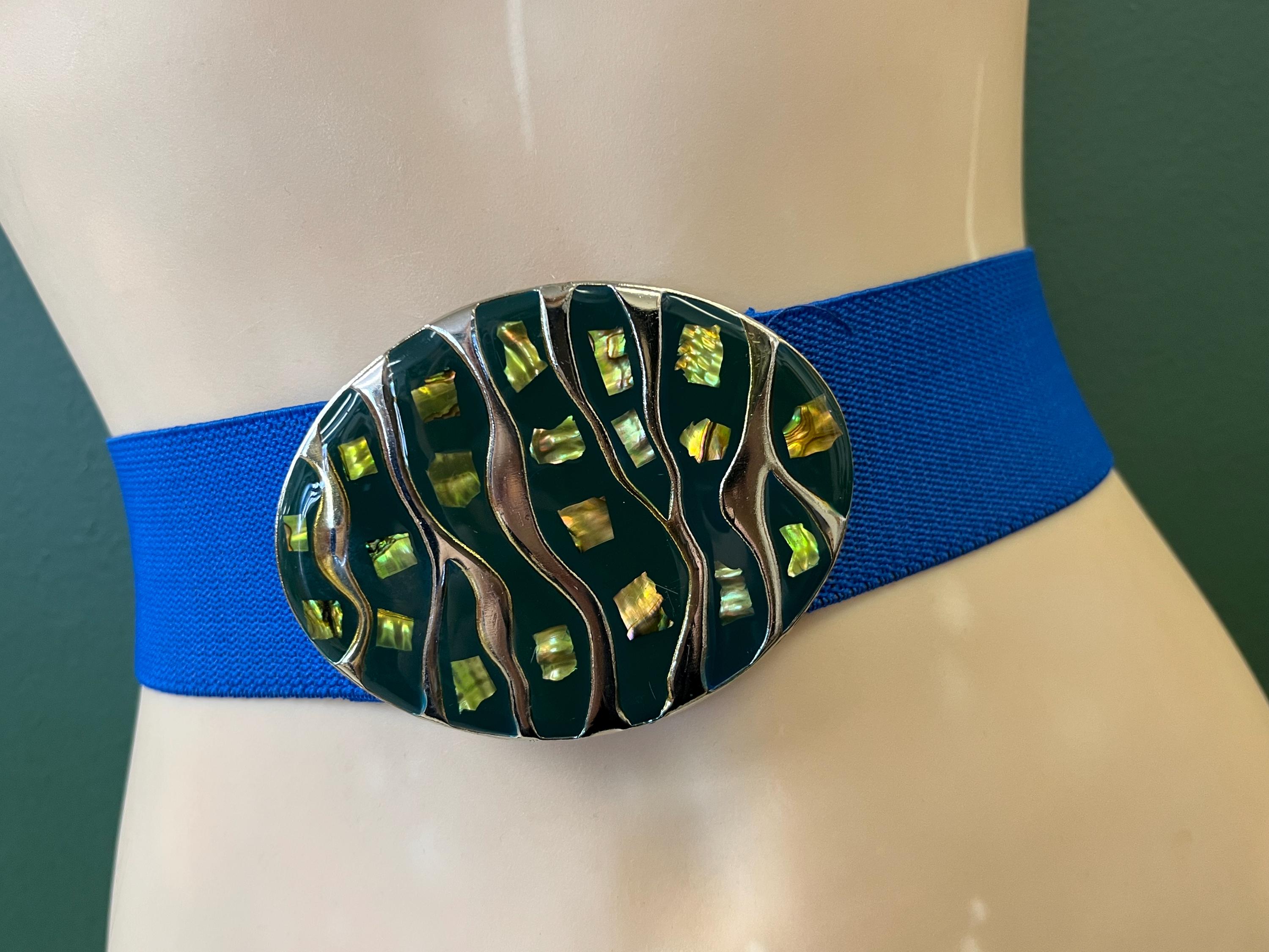 Sommai World Natural Tropical Shell Elastic Belt Women XL USA VTG Pearl Abalone Abalone Belt - Etsy main image 4