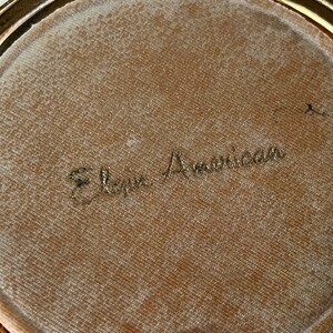 elgin american gold compact vintage gold flower makeup mirror / powder compact image 5