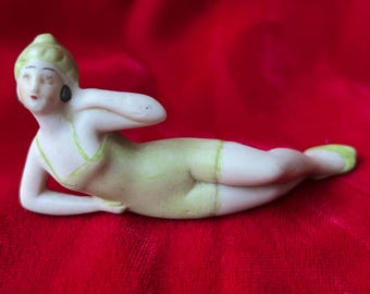 vintage flapper bathing beauty figurine West Germany bisque figure
