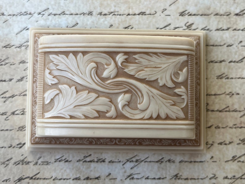 antique celluloid ring box vintage cream double ring presentation display image 1