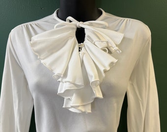 white poet blouse vintage ruffled romantic tunic top large