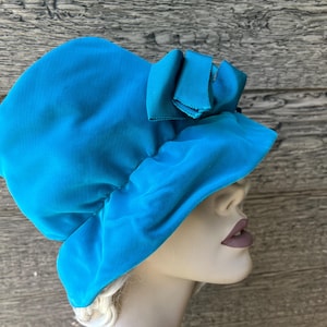 mod velvet hat vintage turquoise bucket cloche hat chapeau
