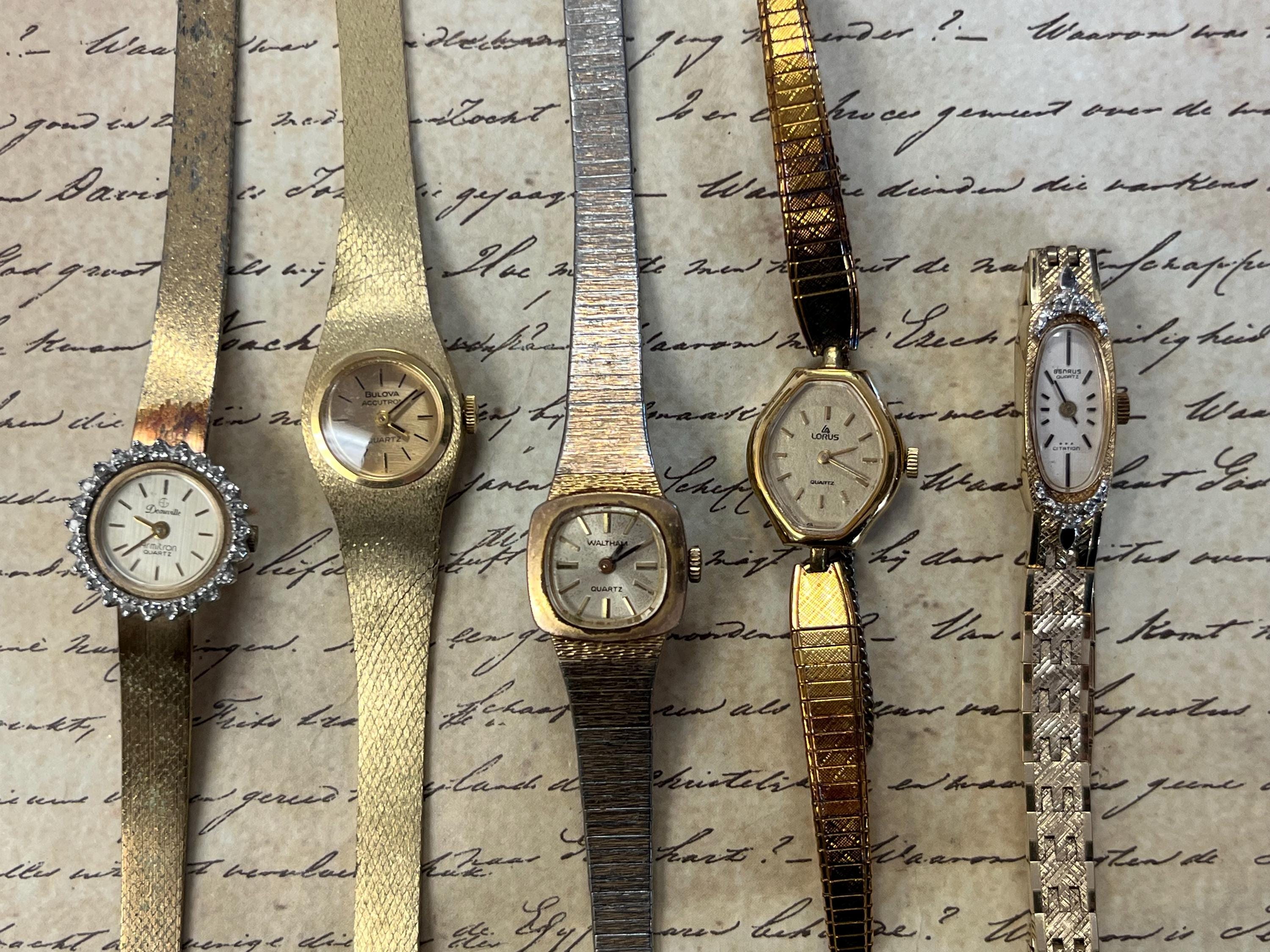 antique ladies watch lot Bulova Waltham Deauville Lot of 5
