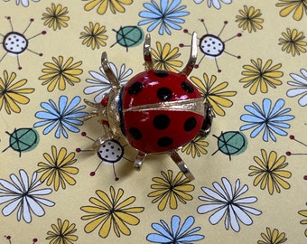 tiny ladybug pin vintage enamel insect brooch