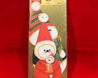 vintage snowman gift tags 1960s Hallmark Christmas gift trim new old stock