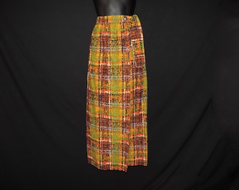 mod tartan maxi skirt 1960s plaid wrap skirt small