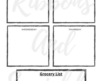 Menu Planning Guide** Digital file**Print**Boxes**Menu**Weekly**Sticky Note Planning