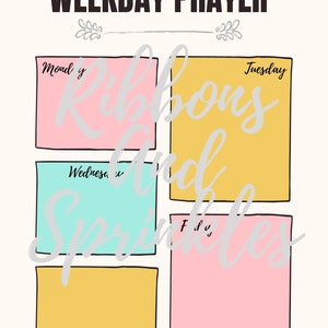 Prayer Journal**Bible Verse Mapping Guide**Sticky Notes**Bible Journaling**Christian** Digital file**Print**Weekday Prayer