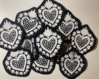 Sacred Heart Patch / Punk / Handmade / Screen Printed / Sew-on