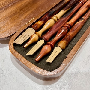 Premium Qalam Bamboo Calligraphy Pen Set with Laminated Resin Wood Handles | 5 Nib Sizes 3-12mm | Bonus Pen in Custom Wooden Gift Box