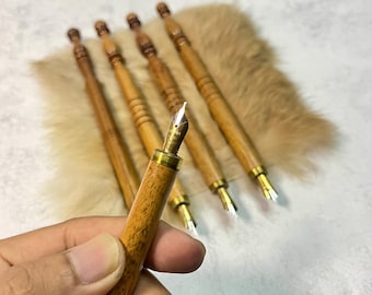 Arabic Calligraphy Pen Gift Set with 5 Metal Nibs 0.6–2mm | Handmade Wooden Qalam for Professionals & Art Enthusiasts