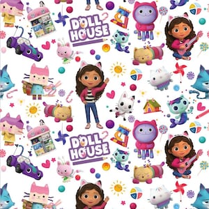 Dollhouse Fabric Cat Gabbys Fabric Kitty Fabric Cartoon Cotton Fabric Anime Fabric By The Half Yard
