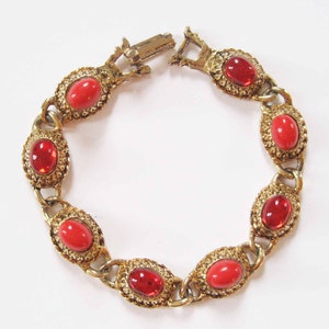 Victorian Revival Red Glass Cabochon Bracelet image 2