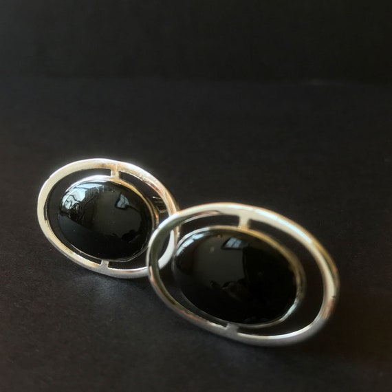 Swank Black and Silver Cuff Links