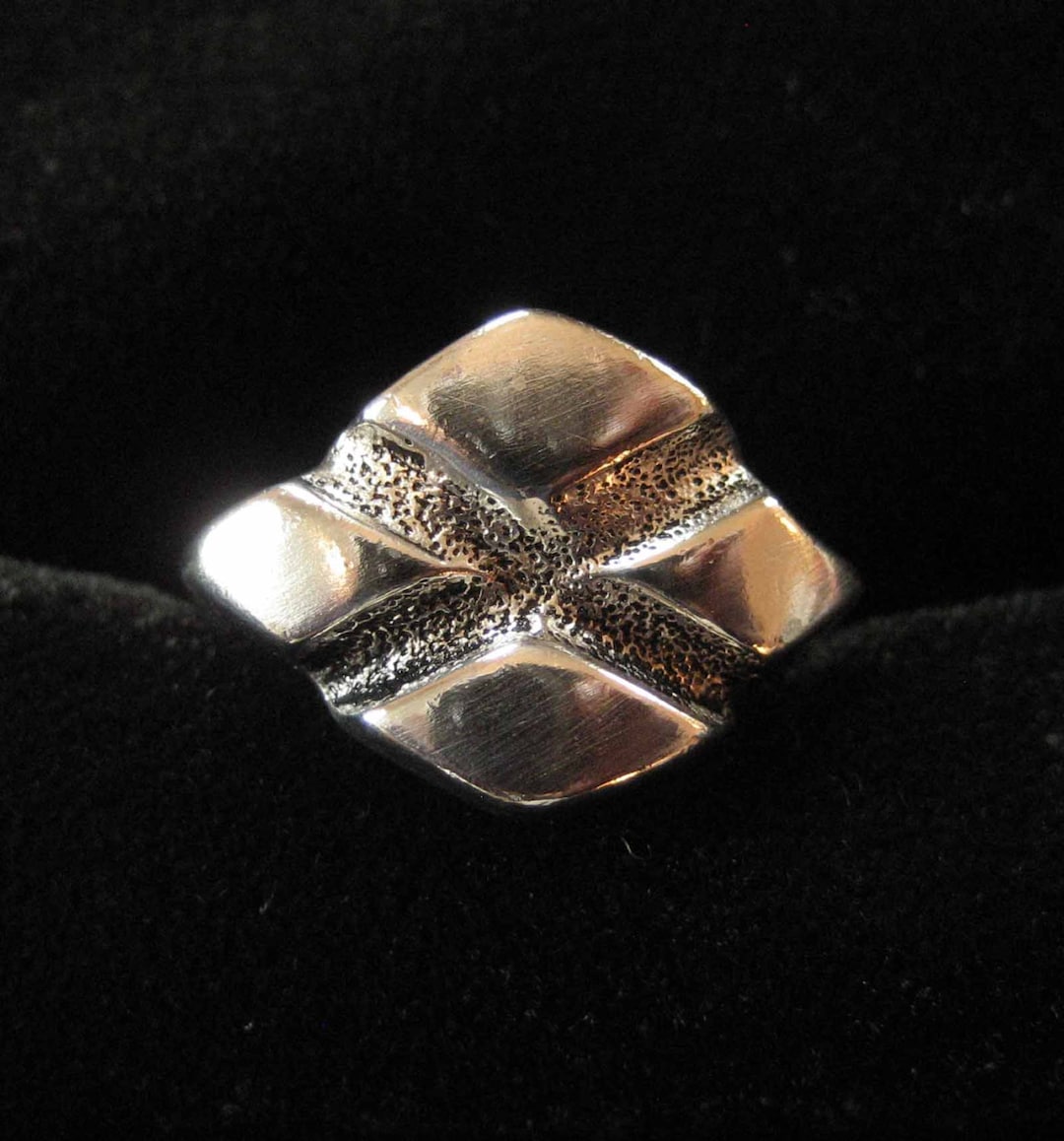 Industrial Modern Sterling Diamond Pattern Ring Size 6 - Etsy