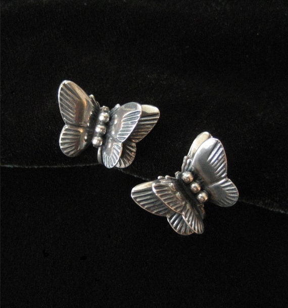 Sterling Silver Dimensional Butterfly Earrings, Sc