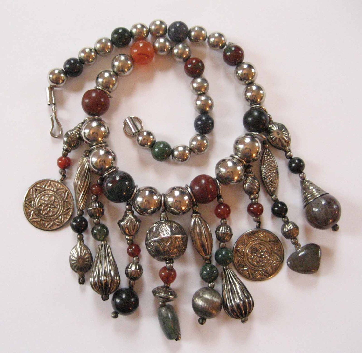 Southwestern Dangling Concho Necklace Stone Beads Over the - Etsy