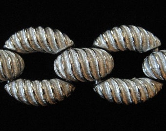 Chunky Cast Metal Brushed Silver HOBE Signed Bracelet