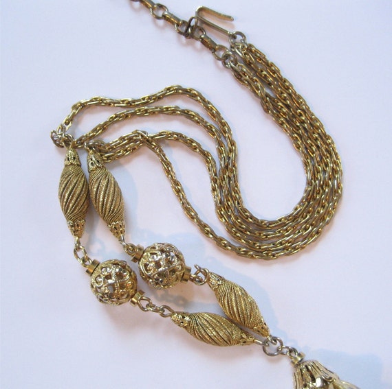 Tassel Pendant Necklace, Filigree Beads - image 4