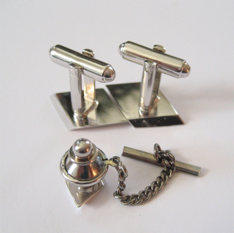 Shields Fifth Avenue Diamond Shape Cuff Link Tie Tack Set - Etsy