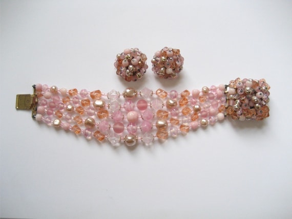 1950s Pink Glass Bead Demi, Givre and Art Glass B… - image 2