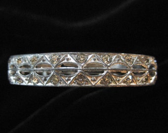 Art Deco Open Work Pot Metal Hinged Bangle Bracelet