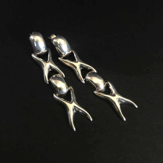 Sterling Silver Dangling X Link Chain Earrings