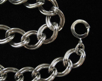 Sterling Silver Charm Bracelet Chain Thick Link