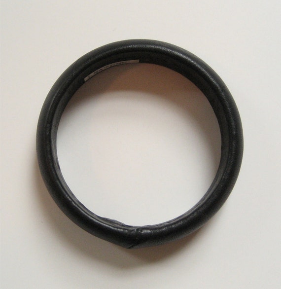 1980's Black Leather Bangle, Vintage, Australia - image 2