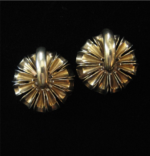 Monet Sterling Silver Modernist Earrings, Gold Ver