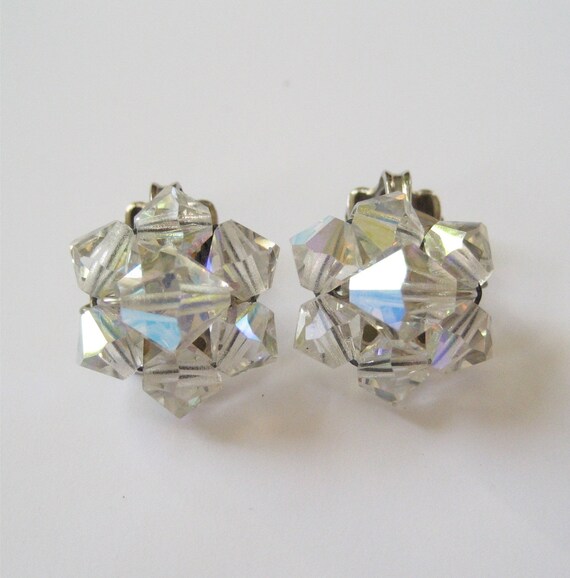 Mini AB Crystal Cluster Earrings - image 2