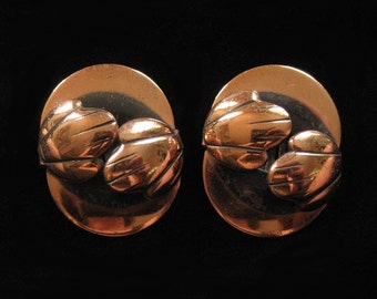 MId Century Modernist Copper Earrings, Unsigned