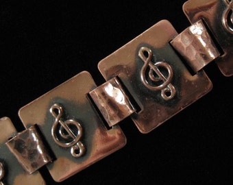 Treble Clef Musical Staff Copper Bracelet by Marshall