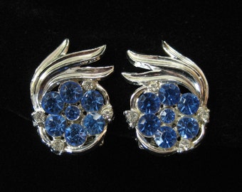 Bright Blue Rhinestone Earrings