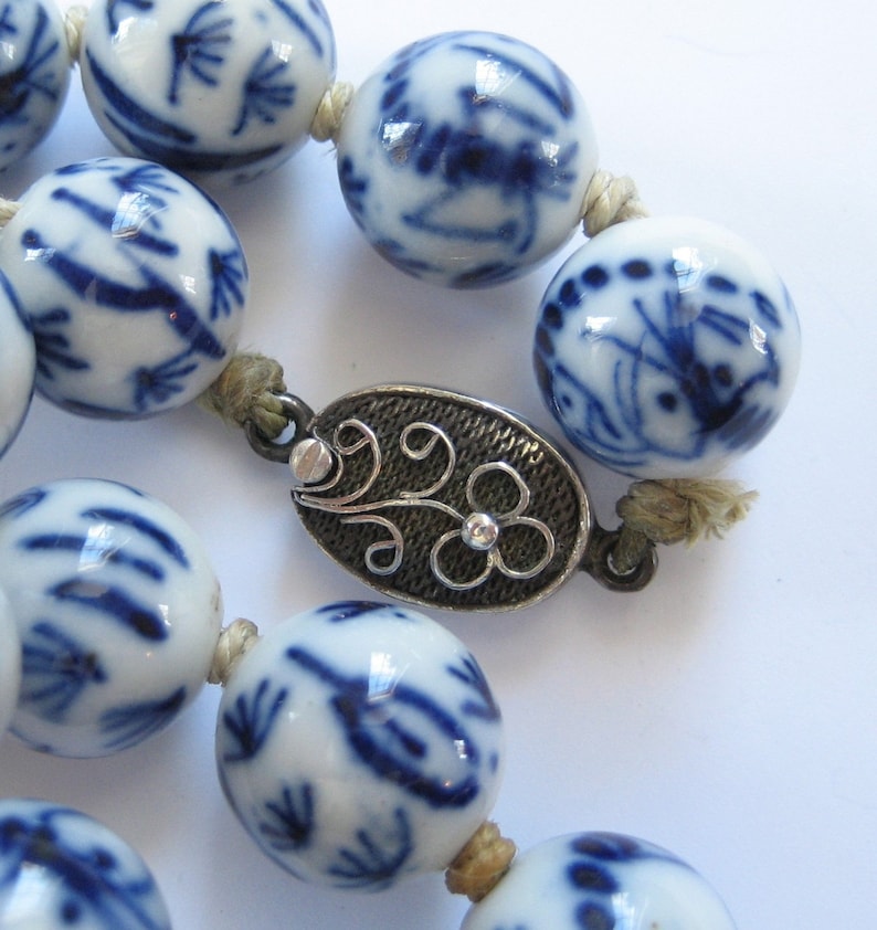 Blue on White Chinese Porcelain Beads Scorpions Filigree Etsy
