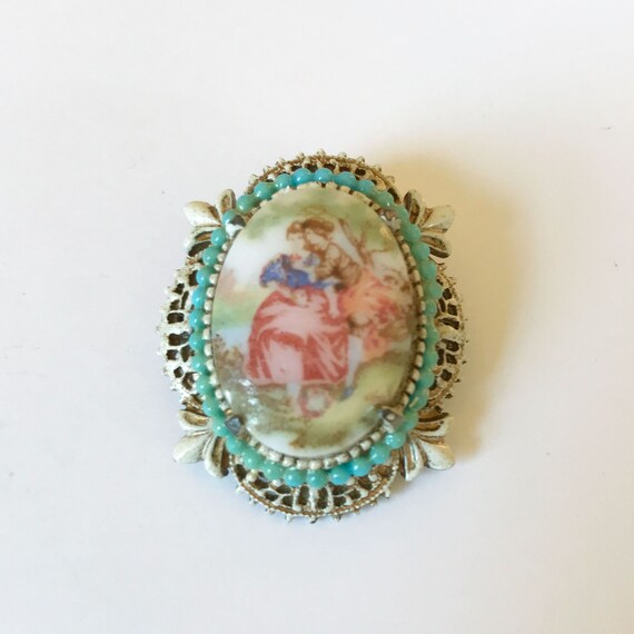 Florenza Pastoral Victorian Revival Brooch, White… - image 2