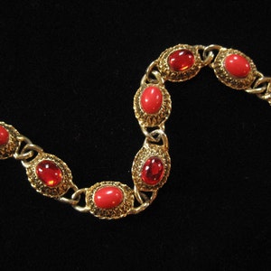 Victorian Revival Red Glass Cabochon Bracelet image 1