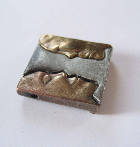 Brass and Pewter African Faces Slider Pendant by … - image 3