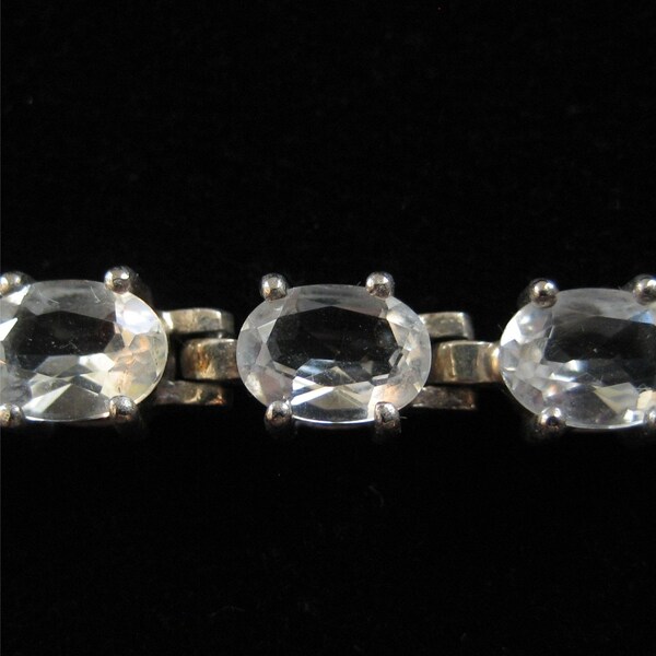 Sterling Silver Tennis Bracelet with Clear Oval Stones