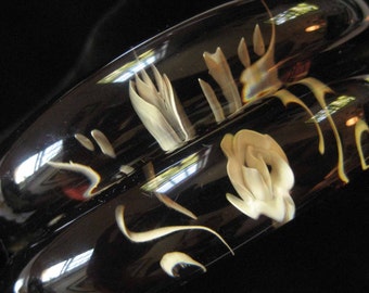 Stunning Reverse Carved Intaglio Lucite Bracelets with Dark Background