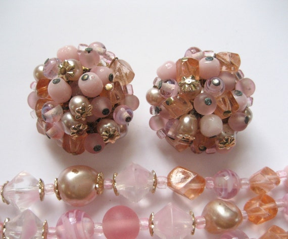 1950s Pink Glass Bead Demi, Givre and Art Glass B… - image 3