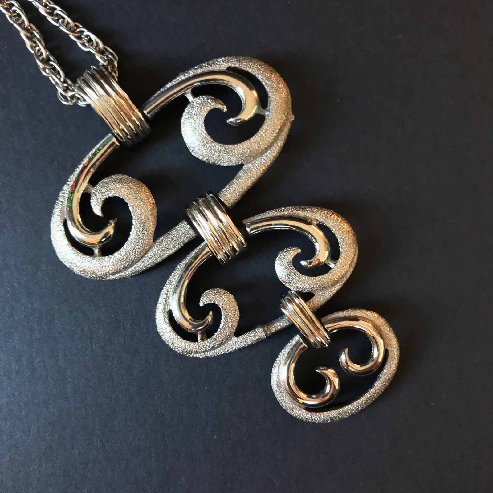 Tiered Scroll Design Mod Pendant Necklace Statement Piece - Etsy
