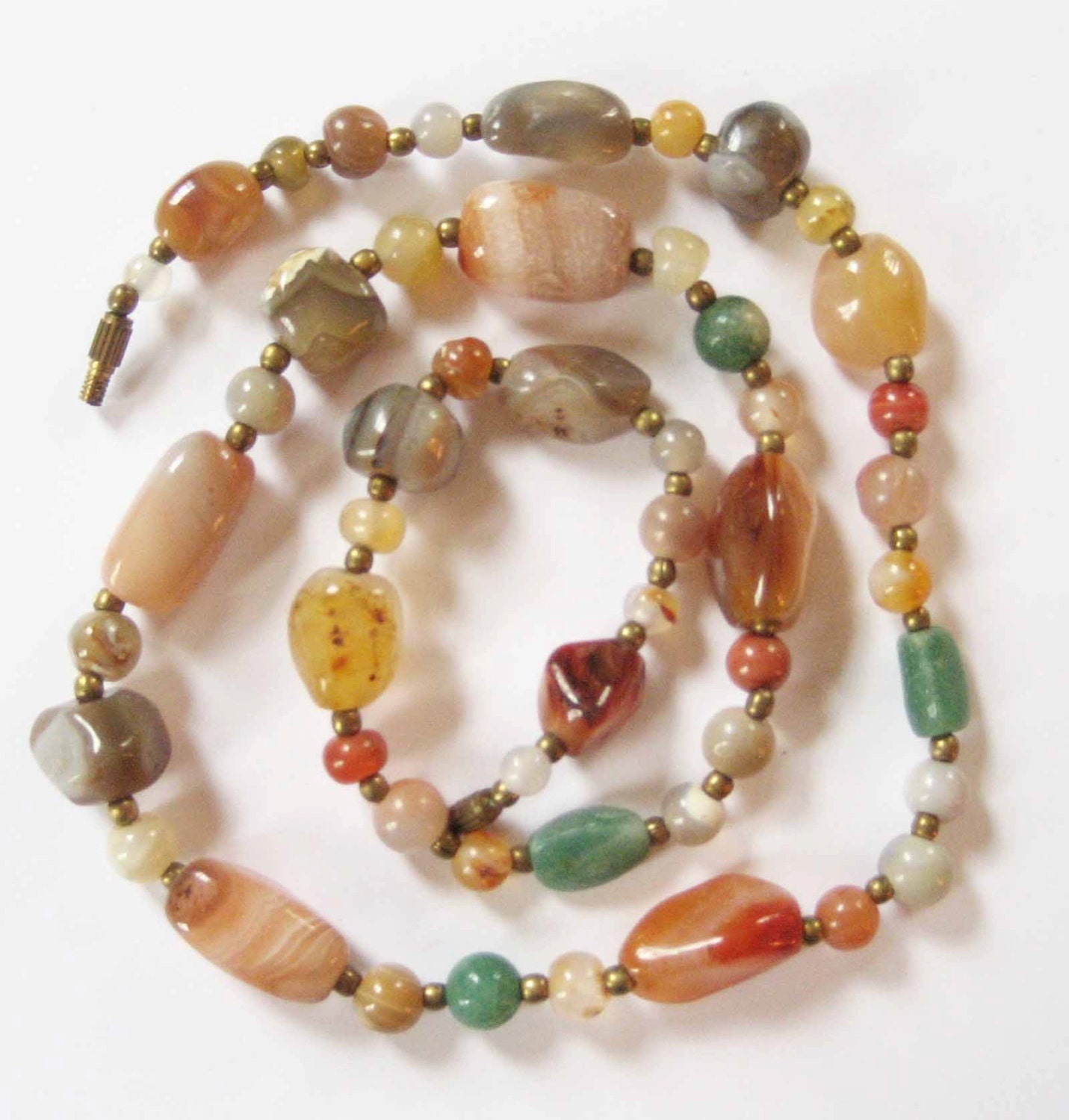 Genuine Agate Beaded Necklace 24 Inch Natural Agate Beads - Etsy